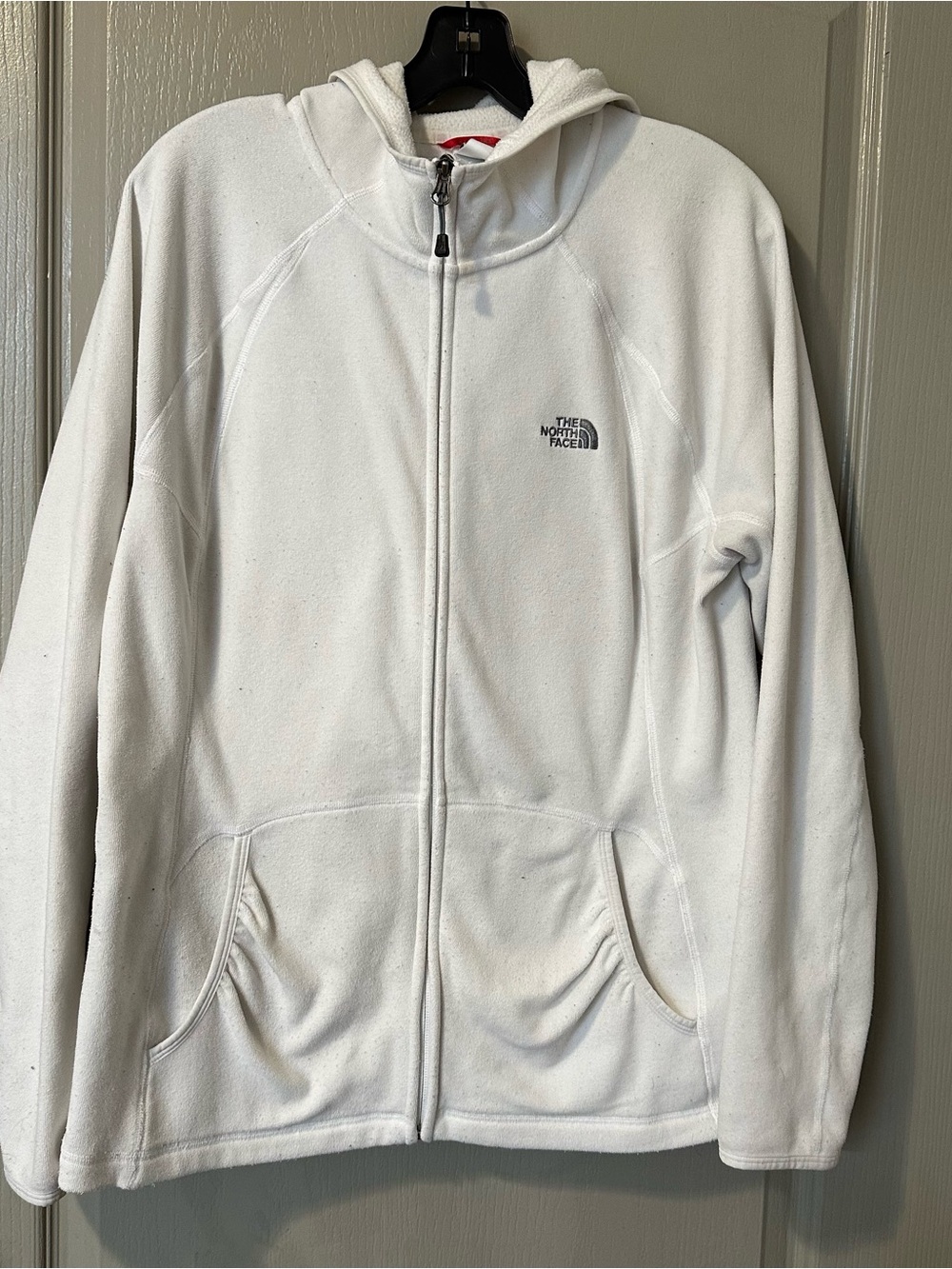 The North Face White Full-Zip Fleece Hoodie Casual Outdoors Preppy